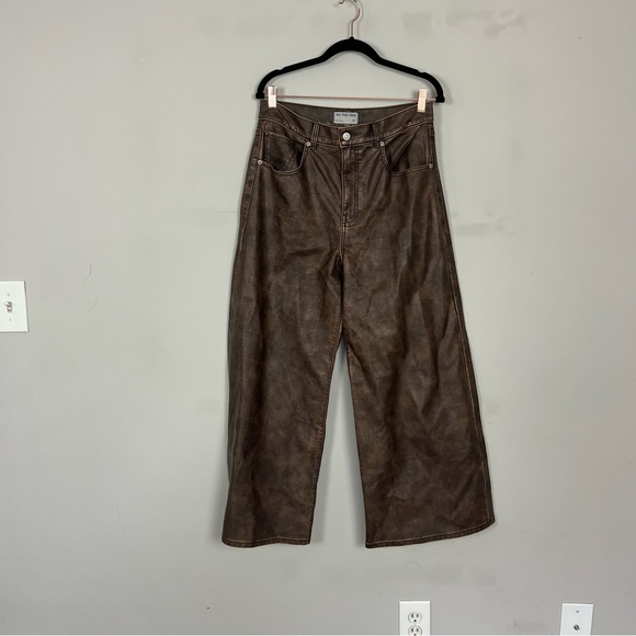 FREE PEOPLE WE THE FREE MISHA VEGAN PANTS FAUX LEATHER SIZE 30 IN BROWN - Picture 13 of 16